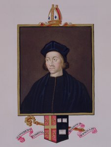 Portret Cuthberta Tunstalla (1474-1559) biskupa Durham ze „Wspomnień dworu królowej Elżbiety”, opublikowany w 1825 r. (wc i gwasz na papierze)